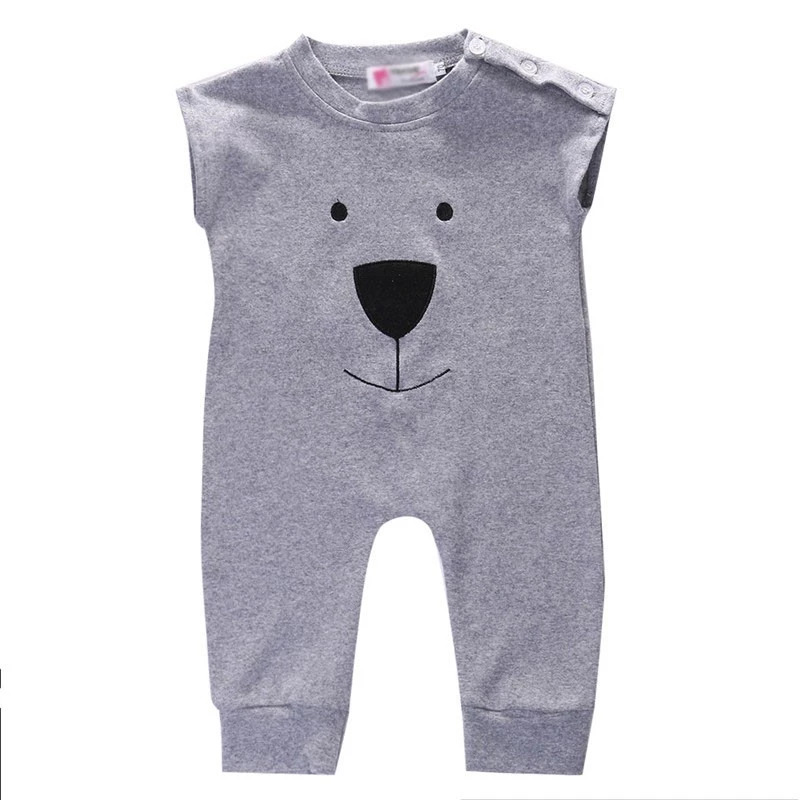 Breathable Hot Sale Gray Color Newborn Baby Organic Cotton Rompers Wholesale Clothes And Jumpsuit