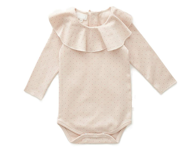  ruffle romper collar organic cotton baby girls onesie