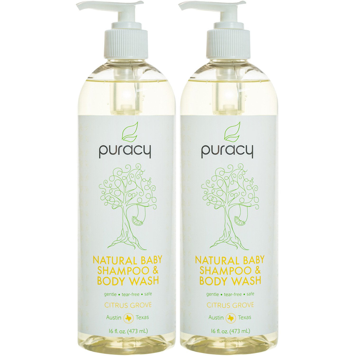 Puracy Natural Baby Shampoo & Body Wash, Tear-Free Soap, Sulfate-Free, 16 Ounce